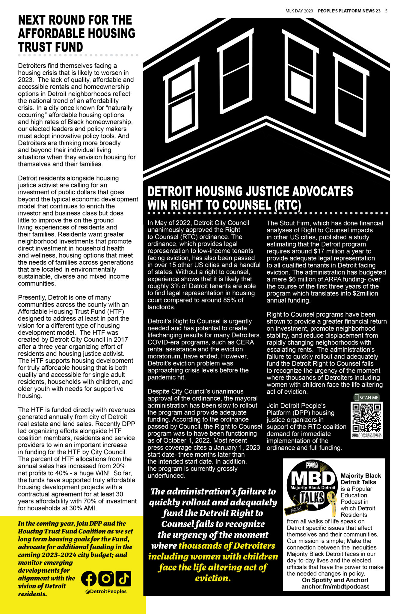 Next Round for the Affordable Housing Trust Fund Detroit People's